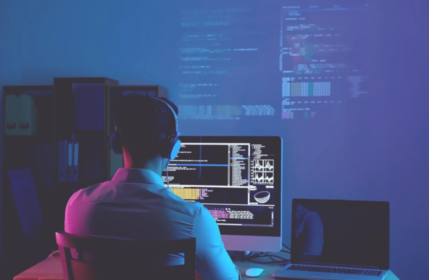 Modern retail environment with AI-powered inventory and customer service systems